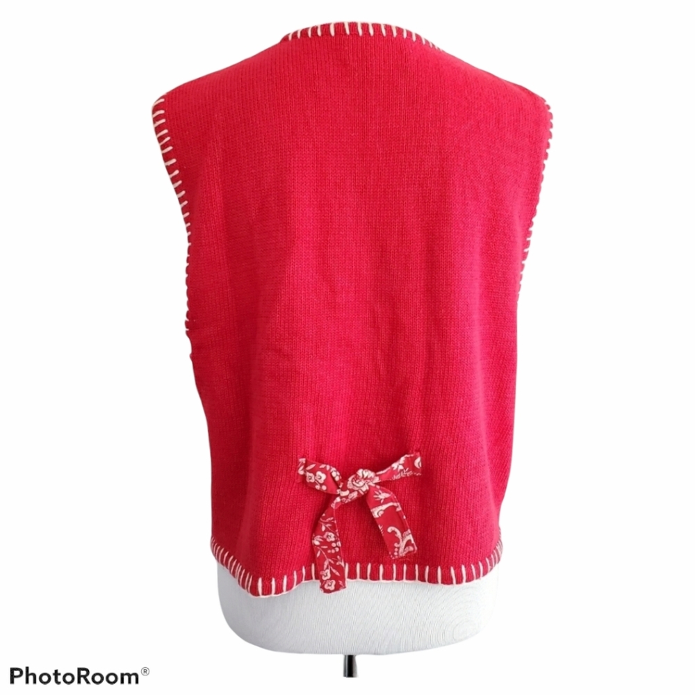 Vintage Susan Bristol Red Cream Embroidered Vest - Picture 5 of 15